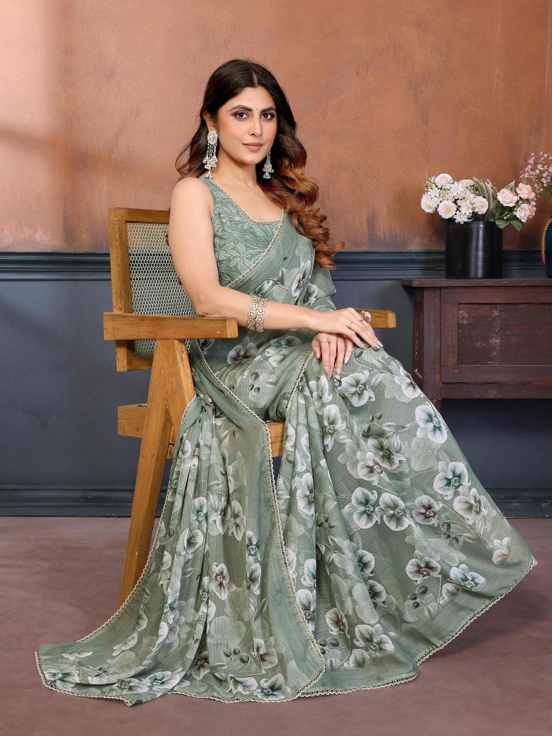 GC flower print Saree wholesale market in India