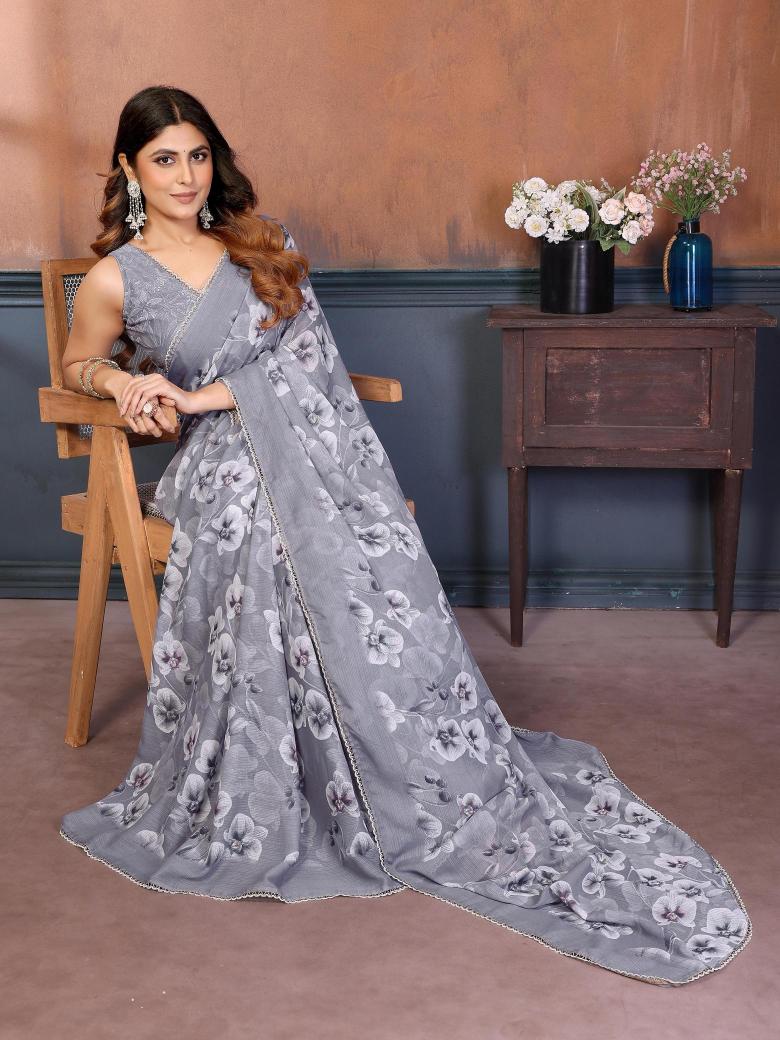 GC flower print Saree wholesale market in India