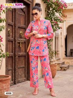 Tips & tops cotton trends vol 4 coord set Kurti manufacturers in Ahmedabad