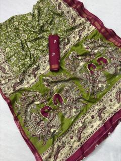 Vastrangan ajrakh style block Wholesale saree suppliers in Bhavnagar