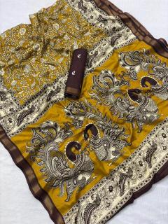 Vastrangan ajrakh style block Wholesale saree suppliers in Bhavnagar