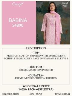 Ganga babina 4890 Wholesale dress material shops in Hyderabad