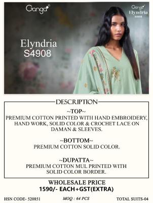 Ganga elyndria 4908 Wholesale salwar suits market in Mumbai