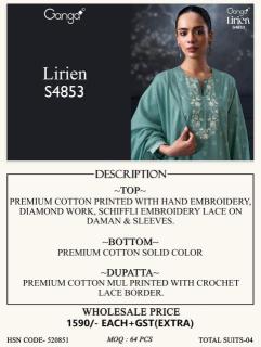Ganga lirien 4853 Dress material wholesale market in Hyderabad