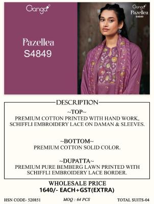 Ganga pazellea 4849 Dress material market in Mumbai