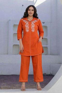 Janni cotton orange coord set 2 Latest kurti collections in Mumbai