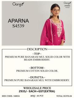 Ganga aparna 4539 Wholesale dress material suppliers in Begloru