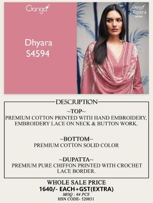 Ganga dhyara 4594 Indian dress material in bulk