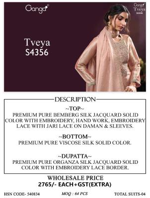 Ganga tveya 4356 Wholesale dress material in Delhi