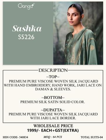 Ganga sashka 5226  Dress material manufacturers in Telangana