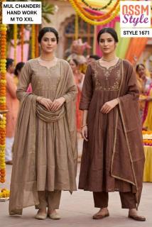 Ossm style 1671 Embroidered kurtis for bulk purchase