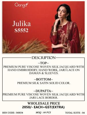 Ganga julika 5552 ladies dress material wholesale market in mumbai
