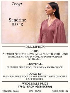 Ganga sandrine 5348 wholesale dress material market in mumbai