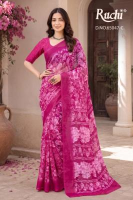 Ruchi saffron chiffon 276 kolkata wholesale saree market price