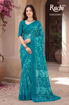 Ruchi saffron chiffon 276 kolkata wholesale saree market price
